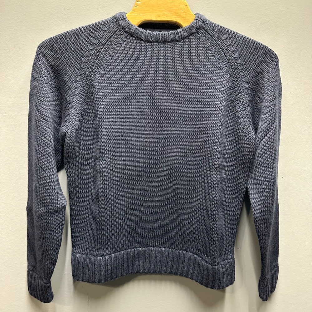 Duluth Trading Co Mens 100% Wool Shaker Knit Sweater Navy Blue 74000 Large L